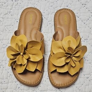 Born Mustard Floral Sandals